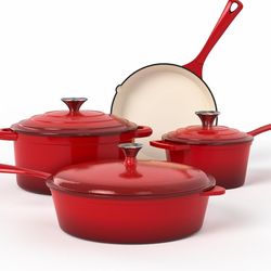 7 pc. Dutch Oven Set (RED) | Kitchen Academy