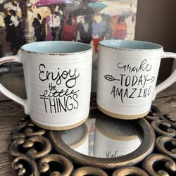 Enjoy the Little Things + Make Life Amazing Art Deco Two Piece Mug Set