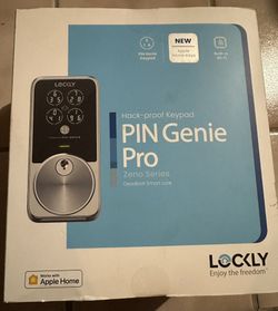 New In Box Lockly Pin Genie Pro Satin Nickel Deadbolt Apple Home Key Wi-Fi Smart Lock