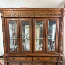 Solid Wood Dining Room Set – China Cabinet, Table & Chairs 