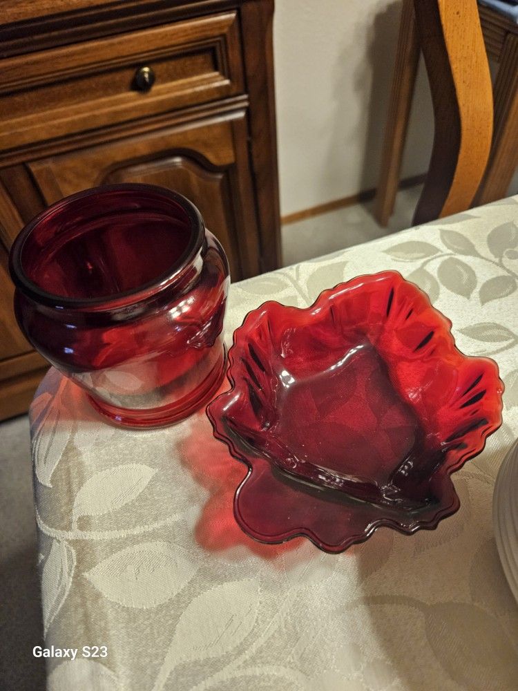 Vintage Anchor Hochung Royal Ruby Red Depression Glass