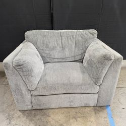 Contemporary Grey Fabric Accent Chair with Bolster Pillow