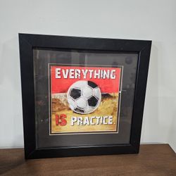 Pele Framed Soccer Motivational Print 'Everything Is Practice' Black Square