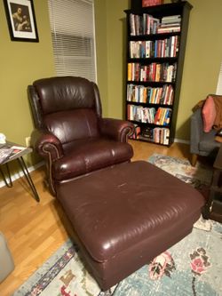 Leather Recliner & Ottoman - PICK UP ONLY