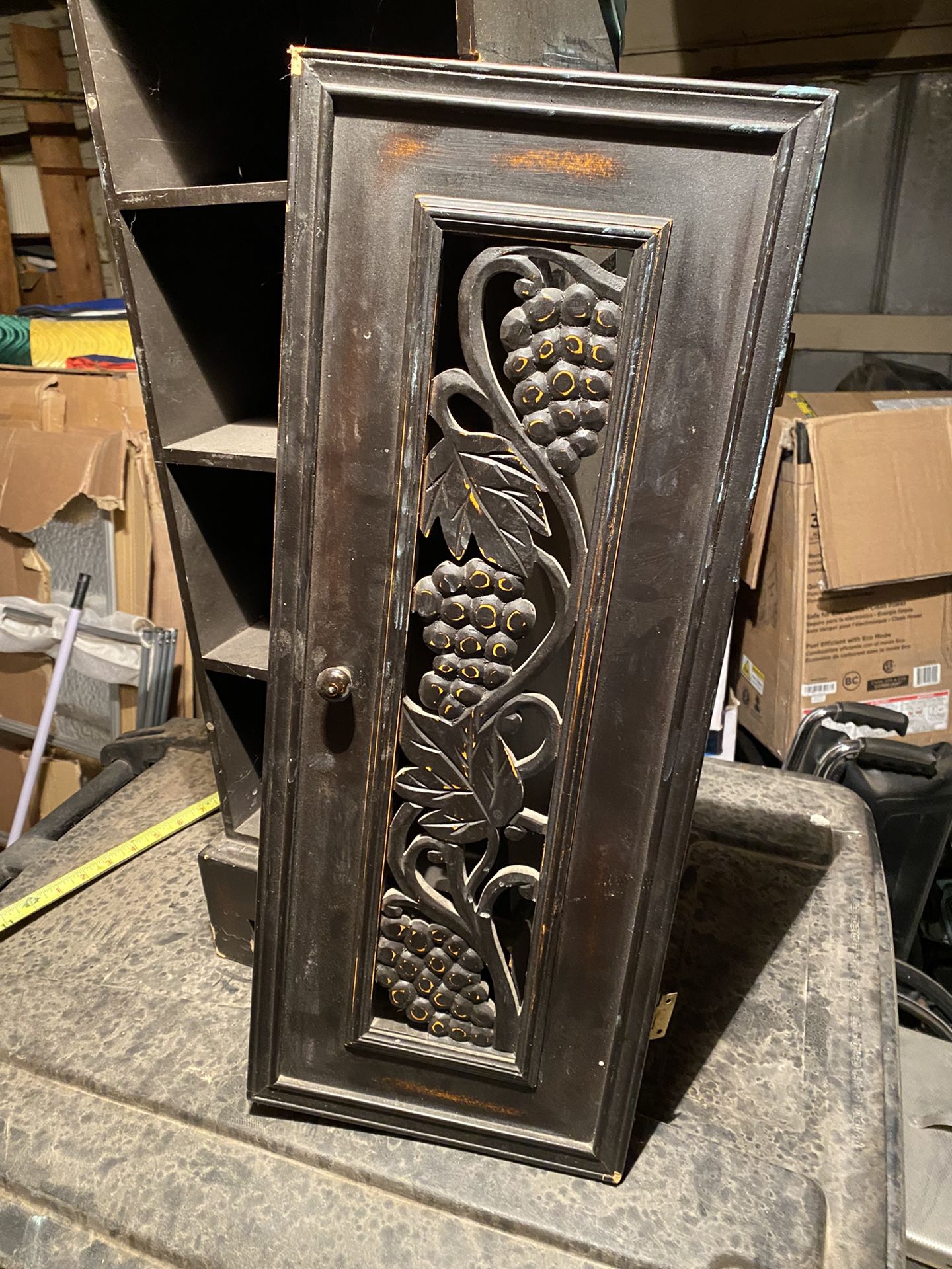 Small Cabinet Piece Grape Vines Cutout In Front