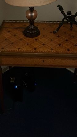 Vintage Inlaid Wood Accent Table
