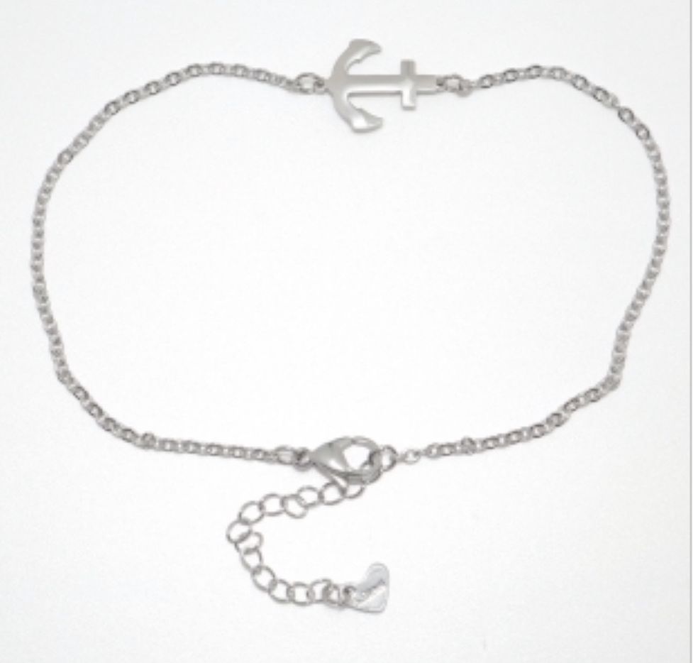 304 Stainless Steel Chains Anklet Silver Tone