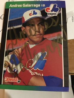 Baseball card Andres Galarraga autographed
