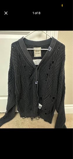 Maison Mihara Yasuhiro Distressed Black Knit Cardigan