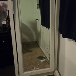 White Wood Framed Adjustable Mirror 