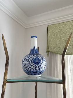 Blue and White Porcelain Bottle Vase