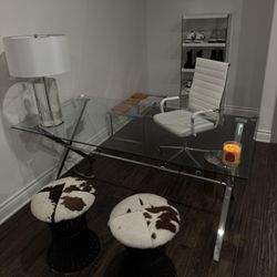 Modern Glass Office Desk Set 