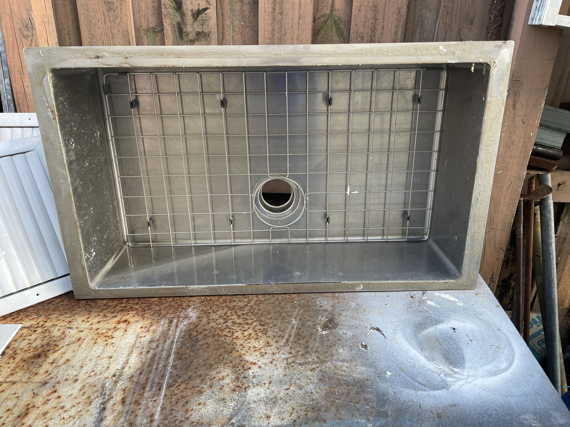 Stainless steel kitchen sink under mount farm style good shape