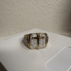 14k White Lab-Grown Diamond Men cross ring 