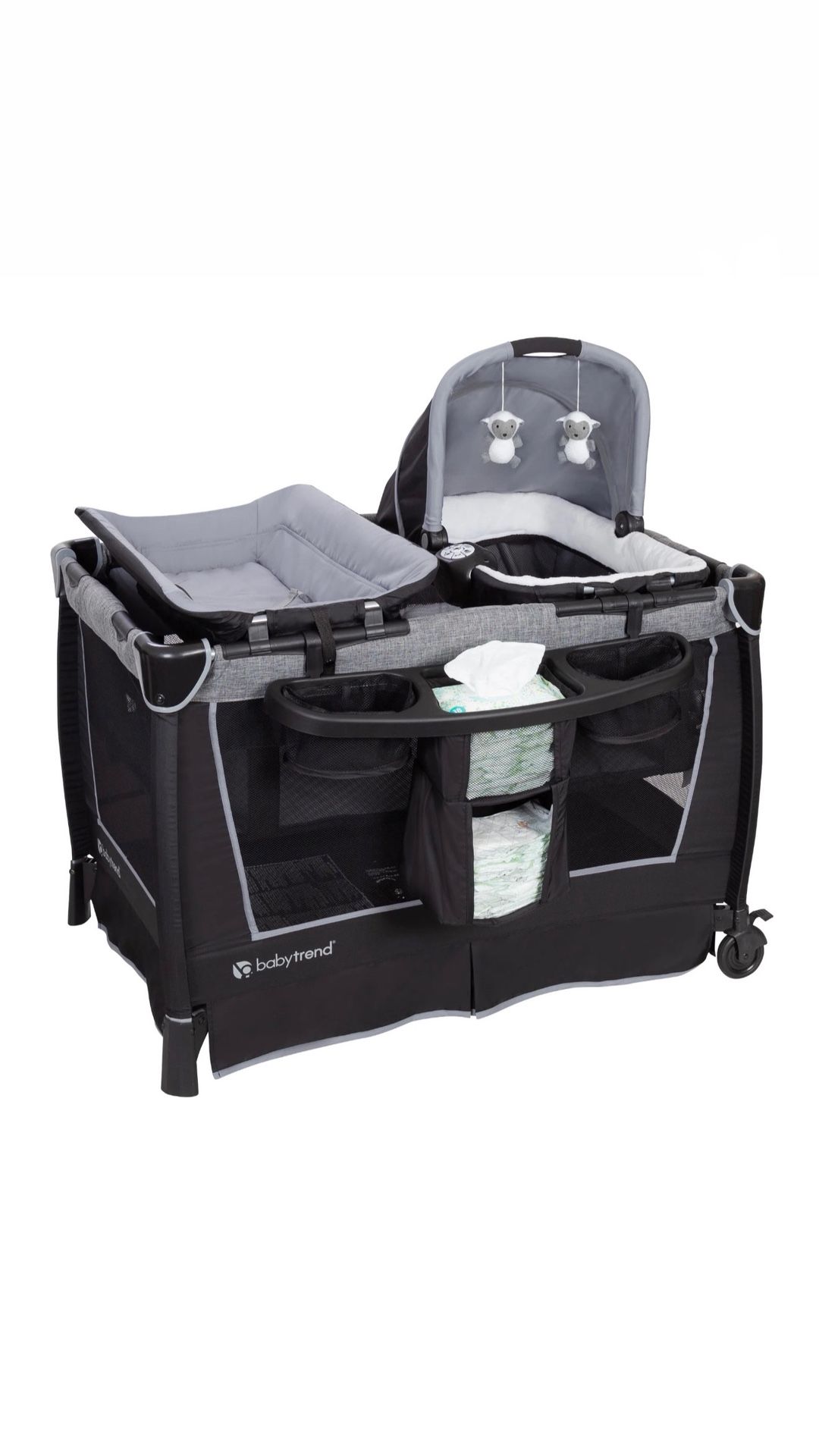 Baby Trend Simply Smart Nursery Center Playard with Bassinet and Travel Bag - Whisper Grey