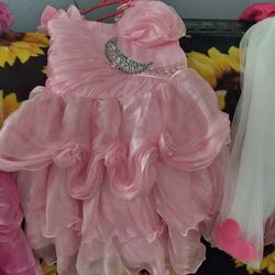 Pretty Pink Size 4 Little Girl Pagent Dress