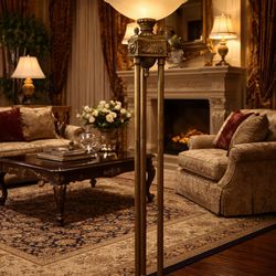 Vintage, elegant brass floor lamp.