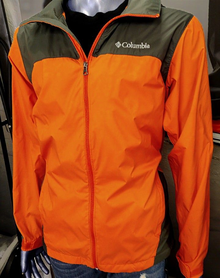 Columbia Windbreaker Men’s Small Orange Grey 