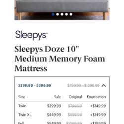 10" Doze Memory Foam Mattress Great Shape