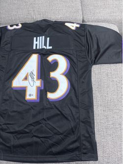 Justice Hill Signed Autograph Custom Jersey - Beckett Coa - Baltimore Ravens