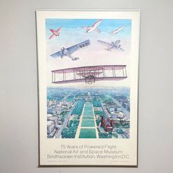 Vintage Wall Decor Planes Print Poster Frame 75 Years Of Powered Flight National Air And Space Museum Smithsonian Institution