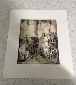 1880 magazine engraving ~ JESUS He Without Sin Cast First Stone