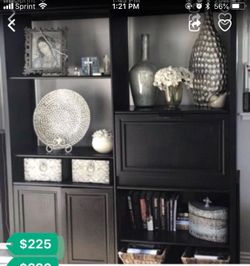 Black wall unit bar/desk