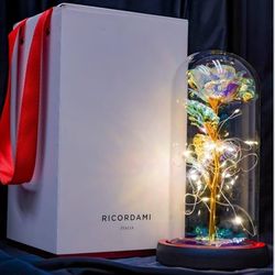 Ricordami Forever Exchanged Galaxy Rose With LED Lights And Glass Dome 