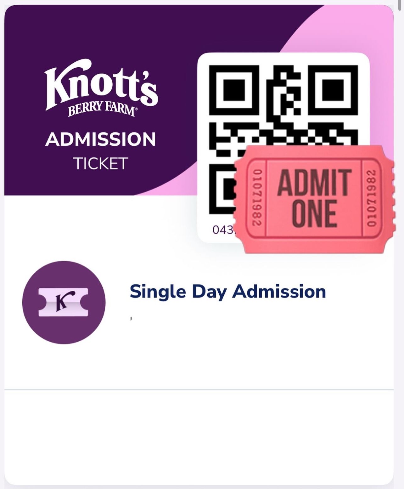 Knotts Single Day Tickets 