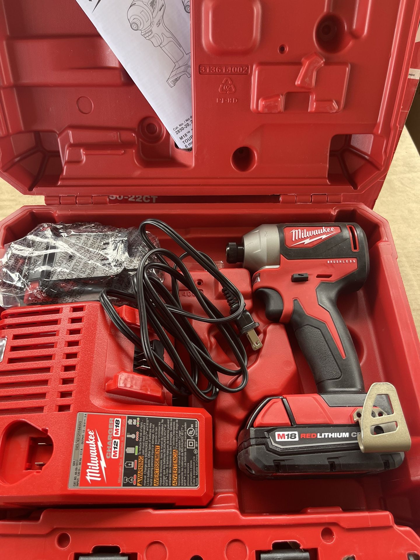 Milwaukee M18 18-Volt Lithium-Ion Brushless Cordless 1/4 in. Impact Driver Kit with Two 2.0 Ah Batteries, Charger and Hard Case