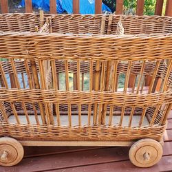 Rolling Wicker Basket