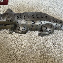  26” New Metal Alligator Candle Holder