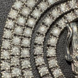 Tennis Chain 10k White Gold With Natural Diamonds 