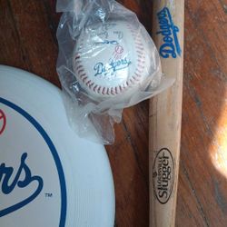 Dodgers 1980s Signed Baseball Bat And Frisbee