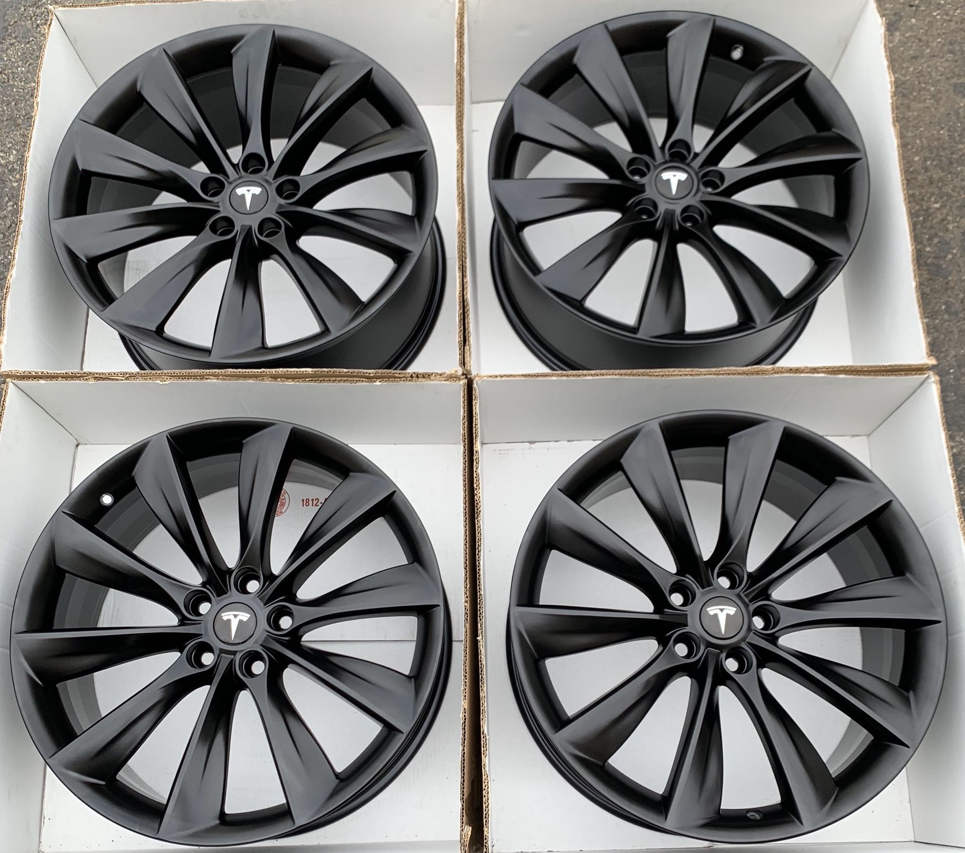21” Tesla model s turbine factory wheels rims satin black new