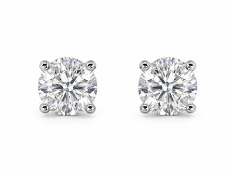 2CT 6mm Moissanite Stud Earrings 1CT Each 925 Sterling Silver