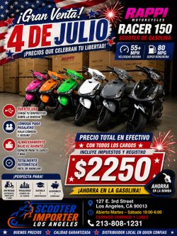 🎉🧨🇺🇸 ¡ESPECIAL DEL 4 DE JULIO! 🇺🇸🧨🎉  🔥 RAPPI RACER 150 AUTOMÁTICA