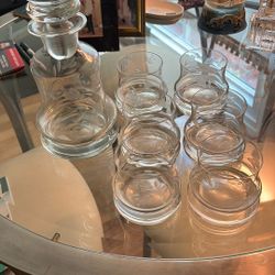 Krosno Poland Glass Decanter With 6 Glasses New