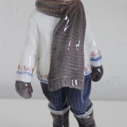 Dahl Jensen DJ Copengagen Figurine Boy In Winter Clothes Scarf #1064 8"