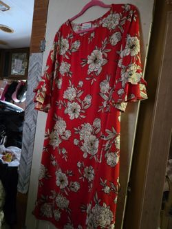 Red floral dress