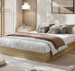 Bohemian Wooden Floor Bed Frame
