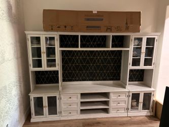 White tv stand  entertainment