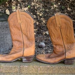 Frye Tan Leather Cowboy Boots 