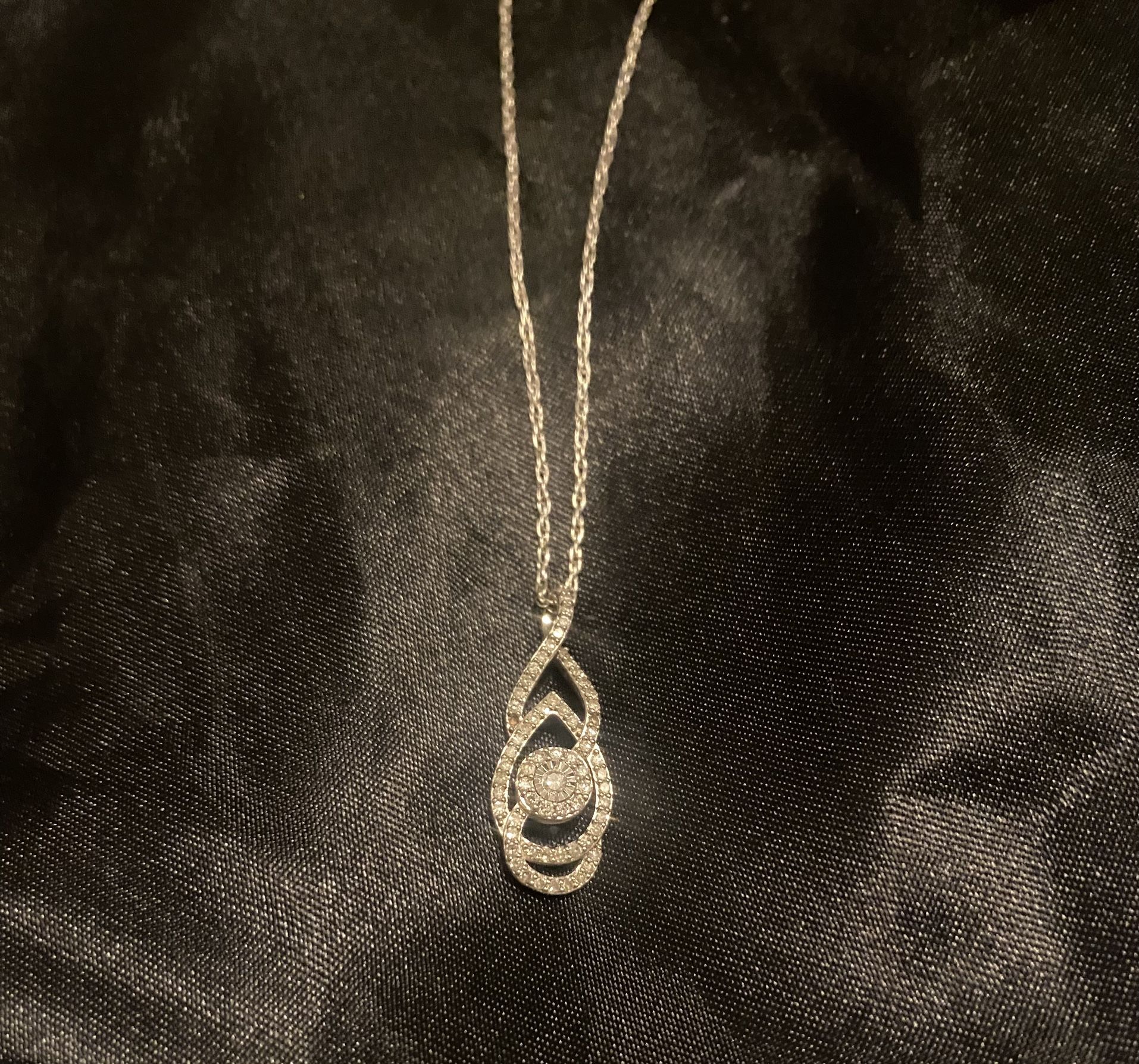 Sterling Silver And Diamond Necklace