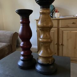 Pier 1 Wooden Candle Holders