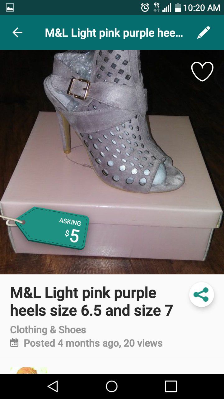 M&L Light pink purple heels size 6.5 and size 7