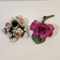 Capodimonte Bisque Porcelain Rose Figurine & Candle Holder – Handcrafted, Italy