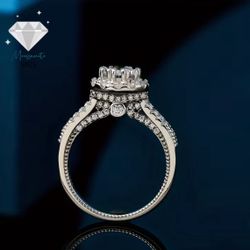Luxury 925 Silver 2 Carat Round Moissanite Crown Ring Perfect for Engagement, Wedding, Anniversary 7