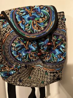 Embroidered Back Pack Style Purse