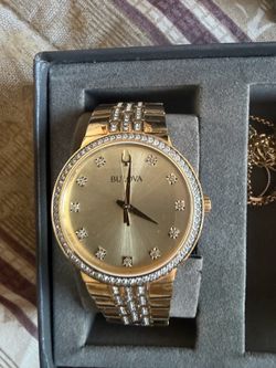 Bulova Gold-Tone Crystal Watch